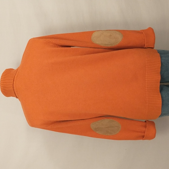 Leather Elbow Patches & Horse Applique Vintage Turtleneck Sweater Muted Pumpkin - Picture 5 of 10